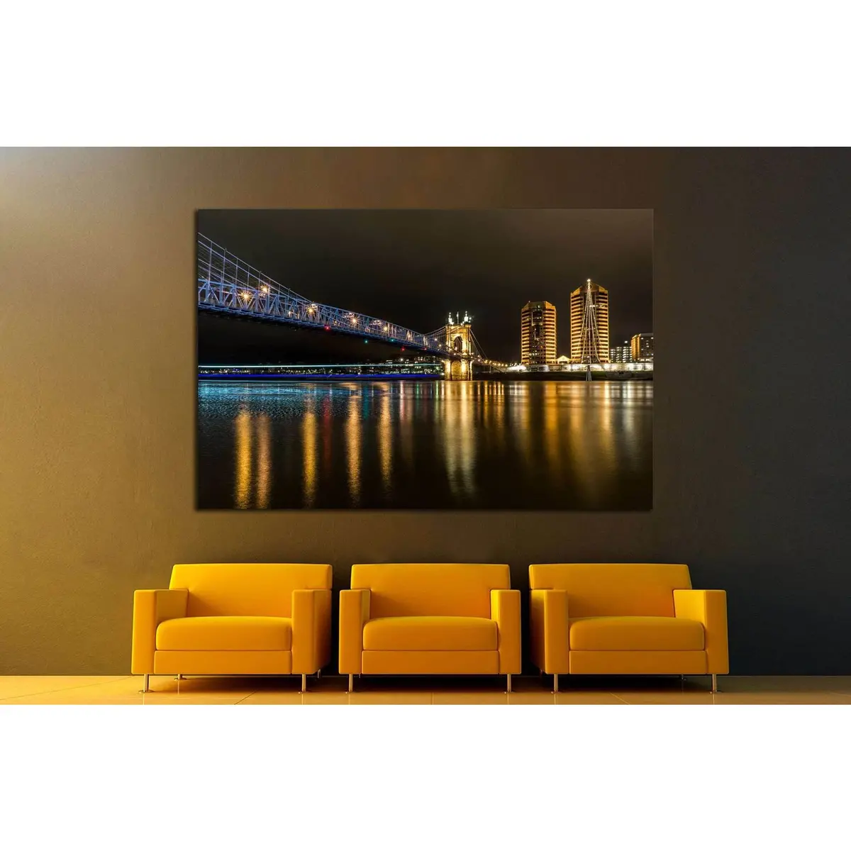 Cincinnati Roebling Bridge At Night №1752 Ready To Hang Canvas Print 2