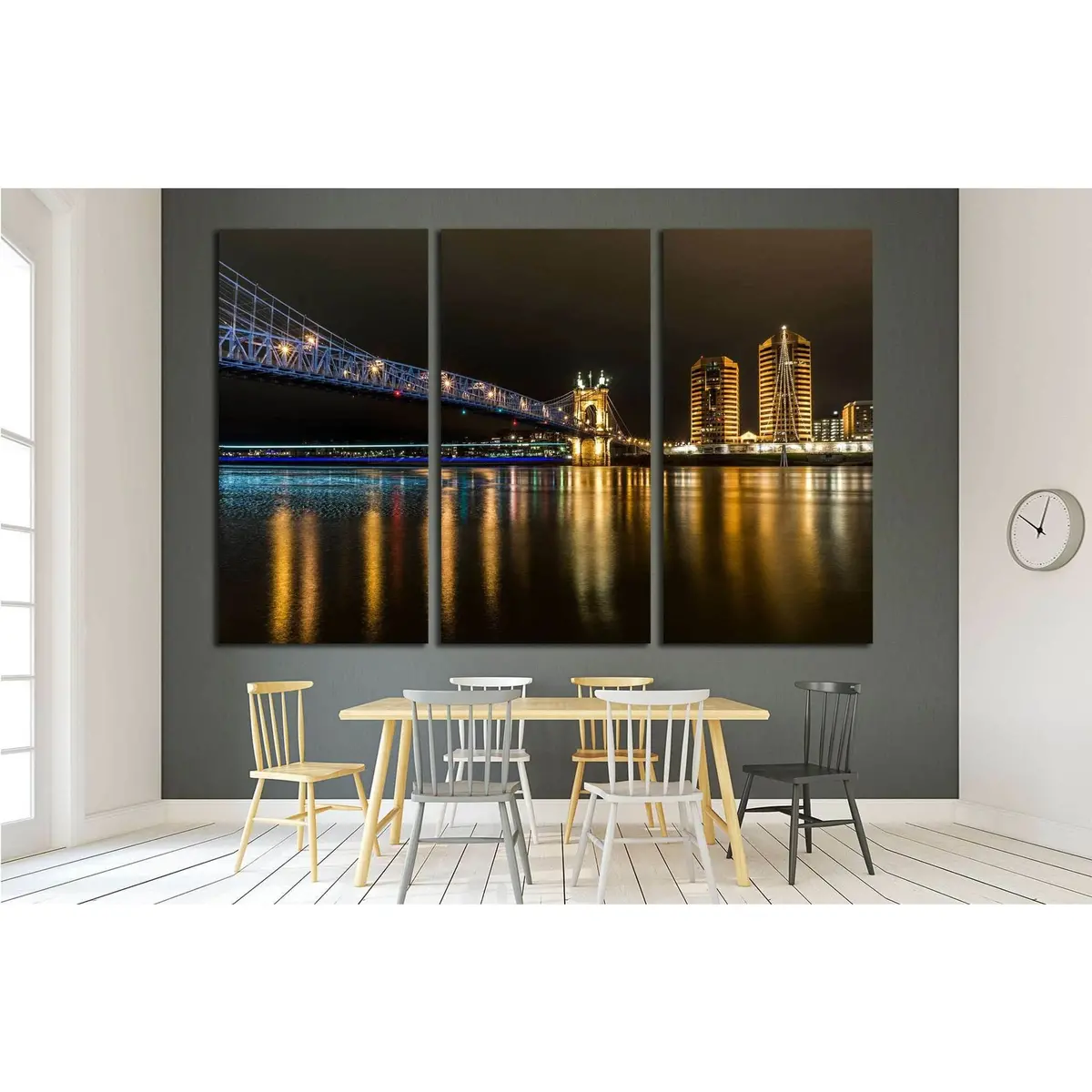 Cincinnati Roebling Bridge At Night №1752 Ready To Hang Canvas Print 5