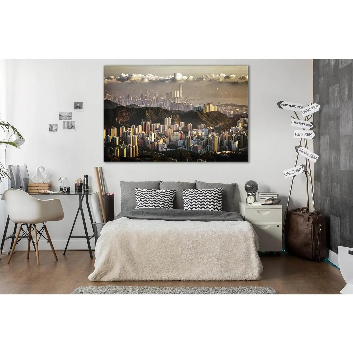 City Buildings Under A Cloudy Sky №Sl361 Ready To Hang Canvas Print 2