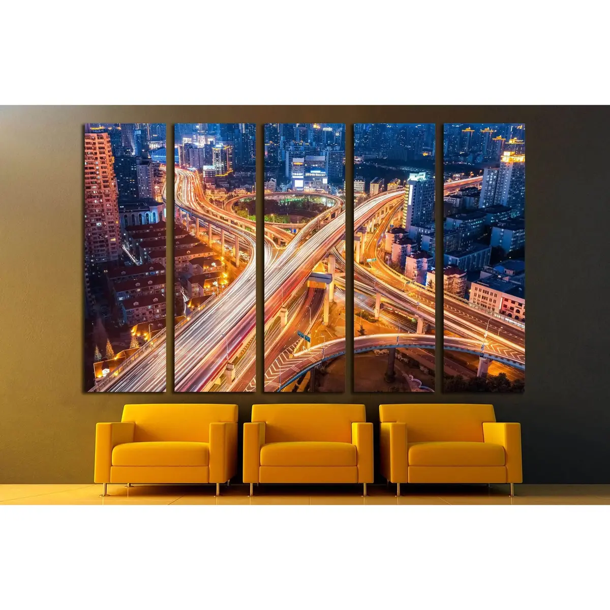Nighttime Urban Interchange Art Print – Modern Transportation Infrastructure Canvas Wall Decor, Ready-to-Hang #2283 - Image 2