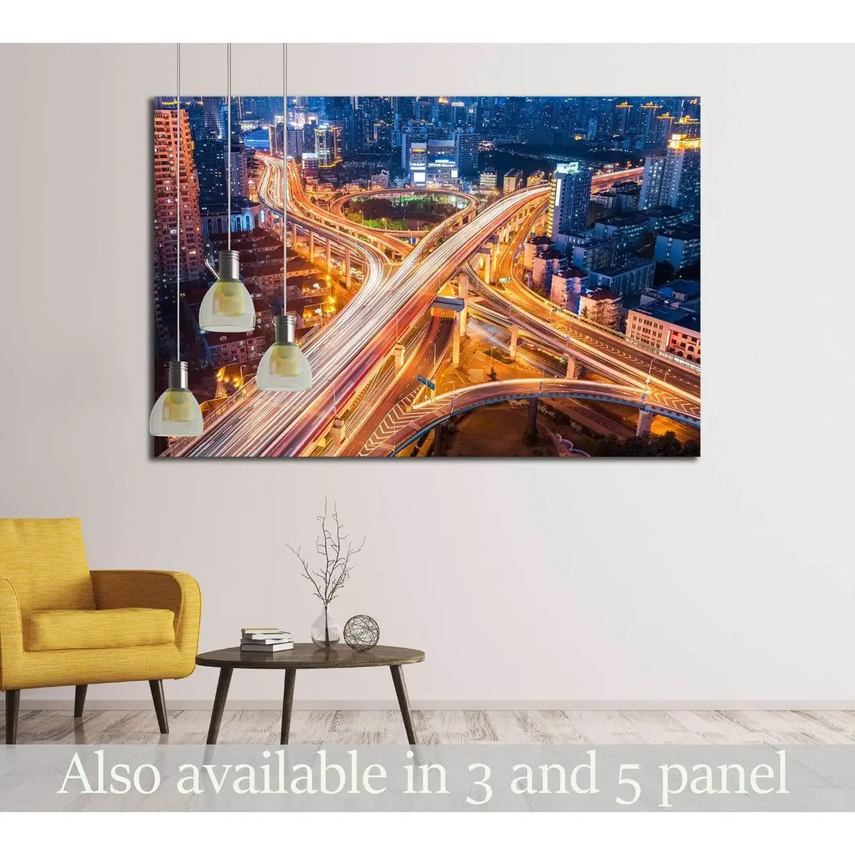 City Interchange Closeup At Night , Beautiful Transport Infrastructure Background №2283 Ready To Hang Canvas Print 1