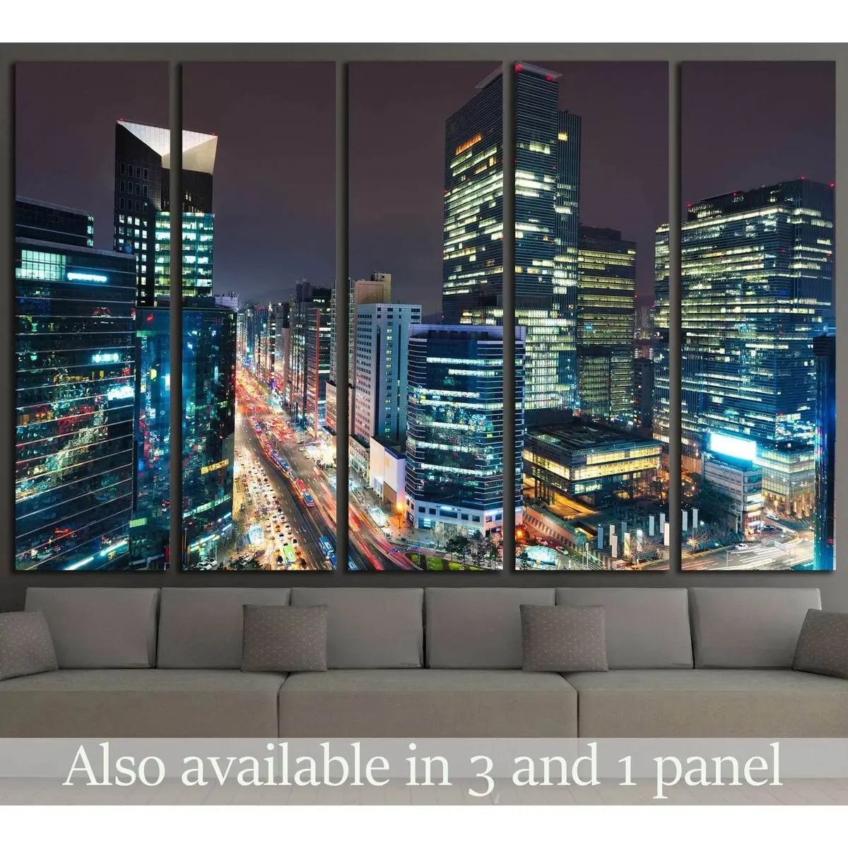 Gangnam District Night Skyline Canvas Art Print – Ready to Hang