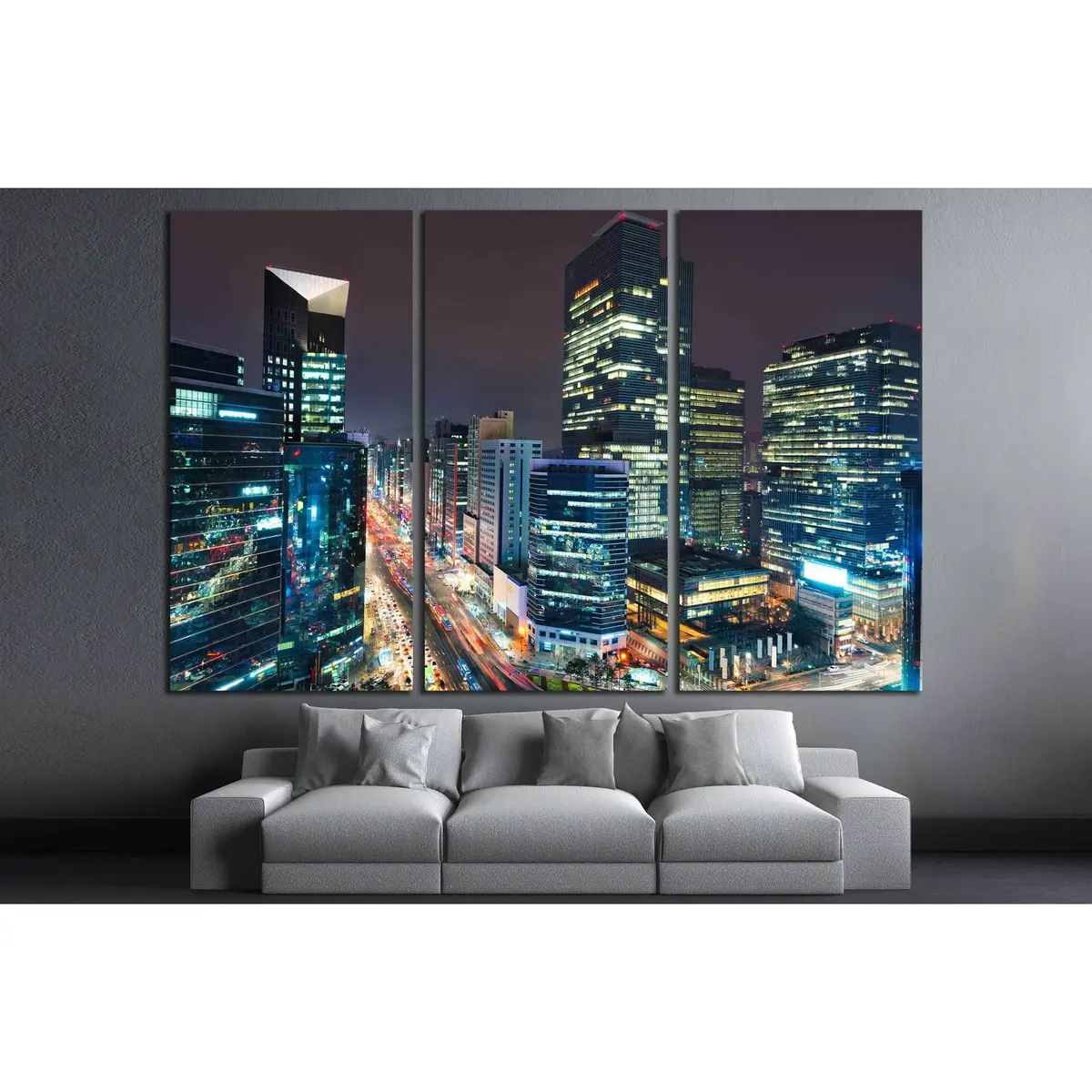 City Lights In The Gangnam District Of Seoul, South Korea №2163 Ready To Hang Canvas Print 5