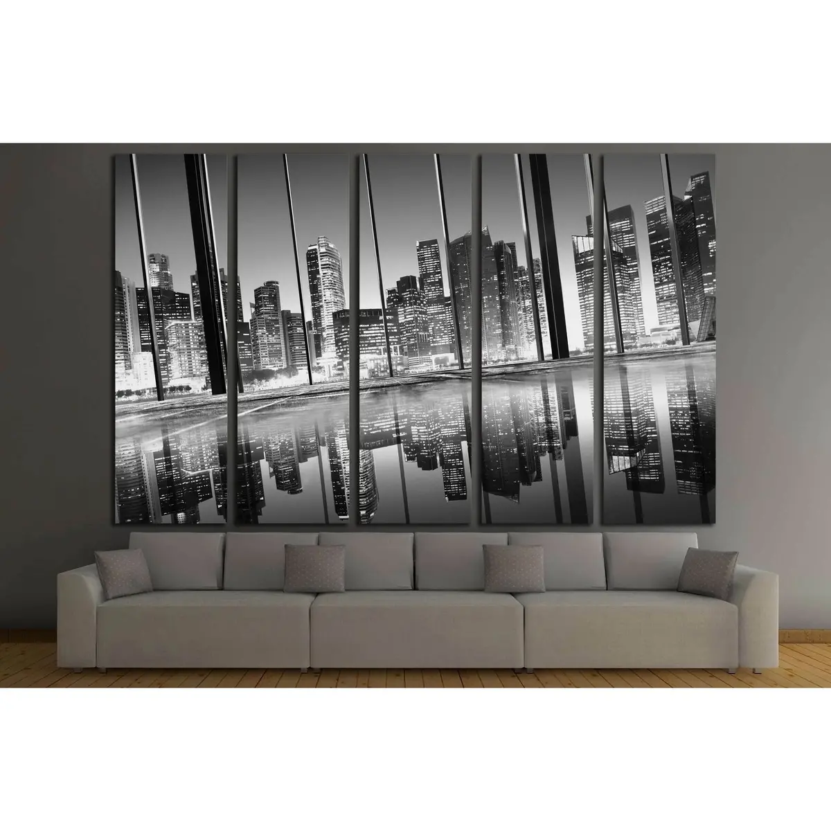 Urban Night Skyline Canvas Art – City Lighting Wall Decor, Ready-to-Hang #3030 - Image 3