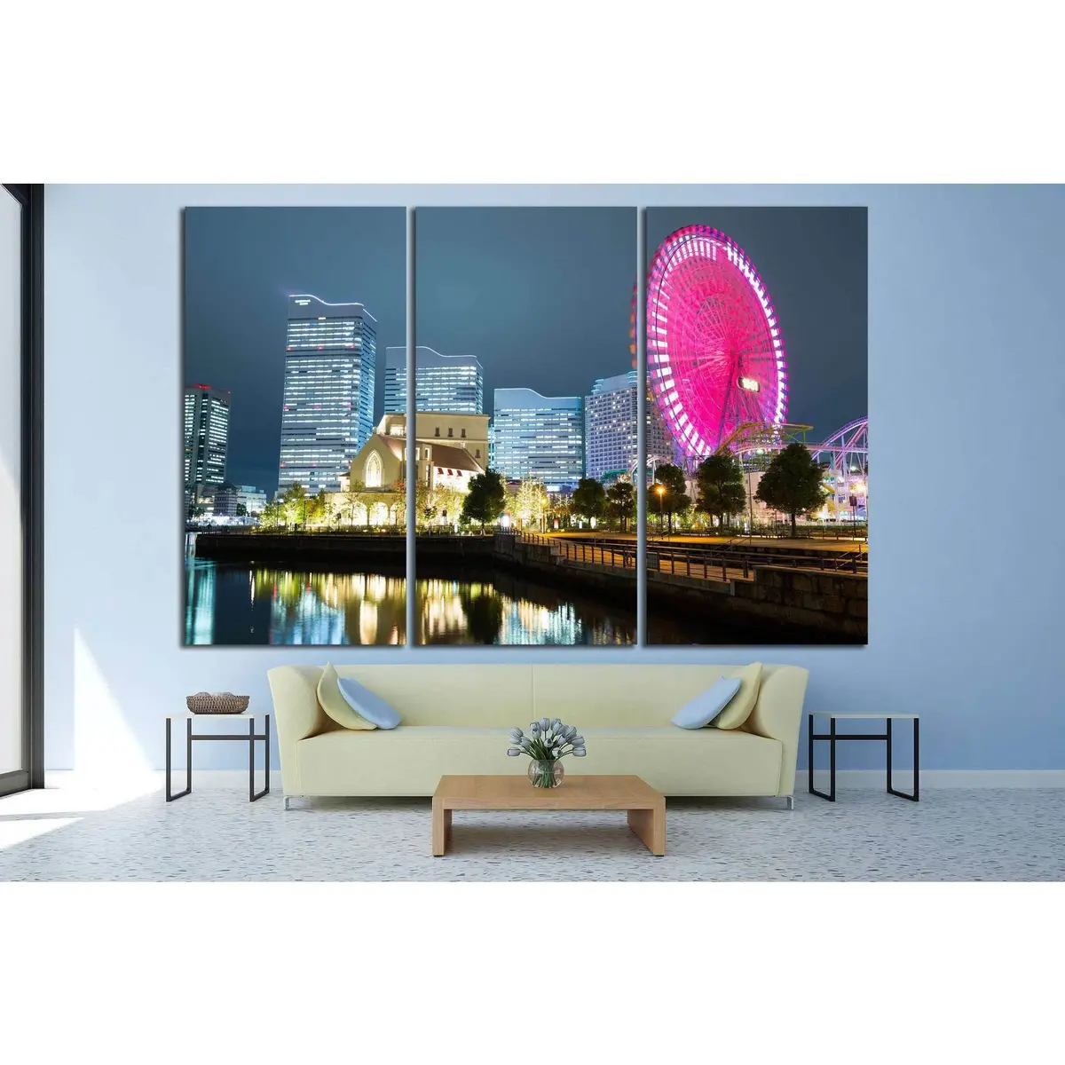 City Skyline In Japan At Night №828 Ready To Hang Canvas Print 5