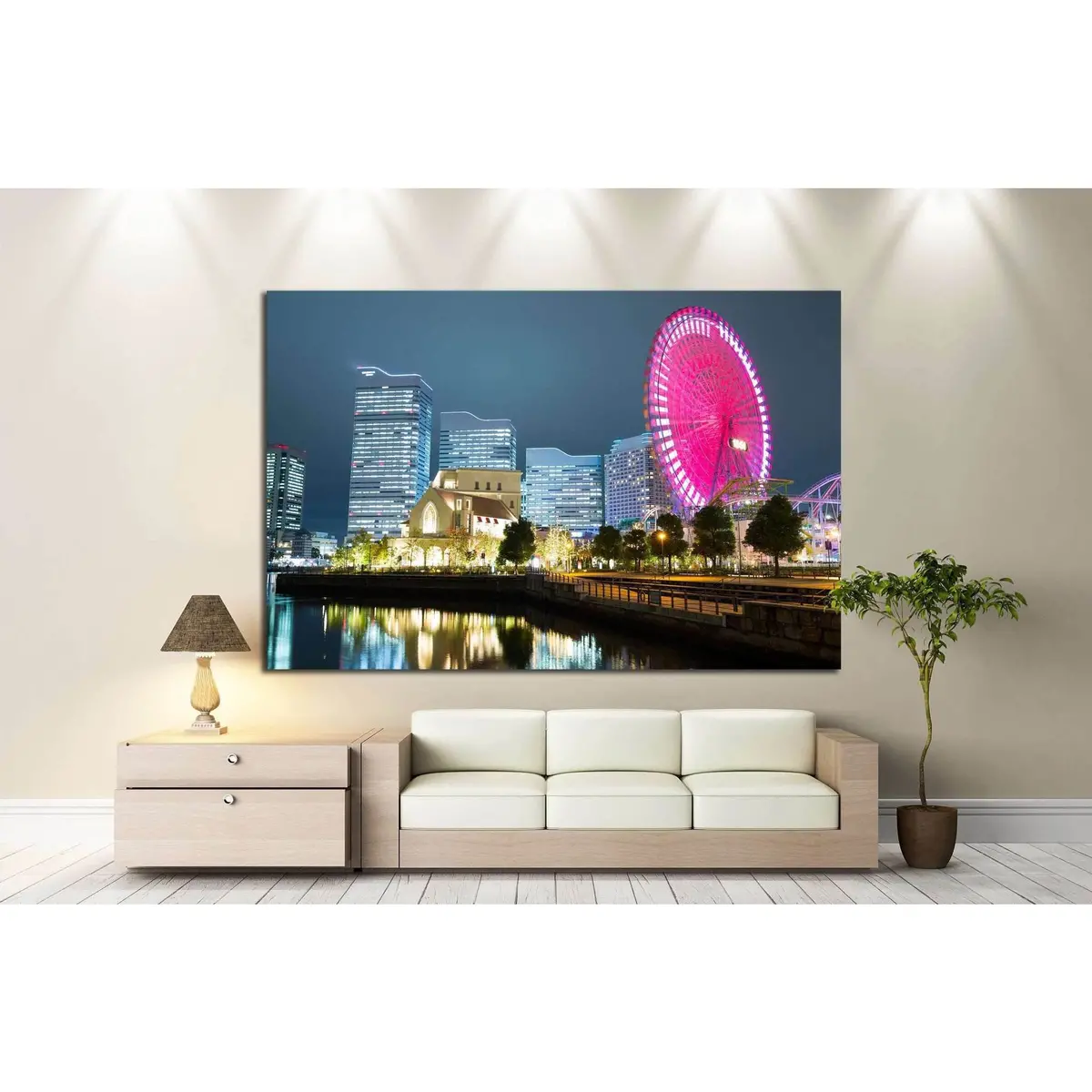 City Skyline In Japan At Night №828 Ready To Hang Canvas Print 3