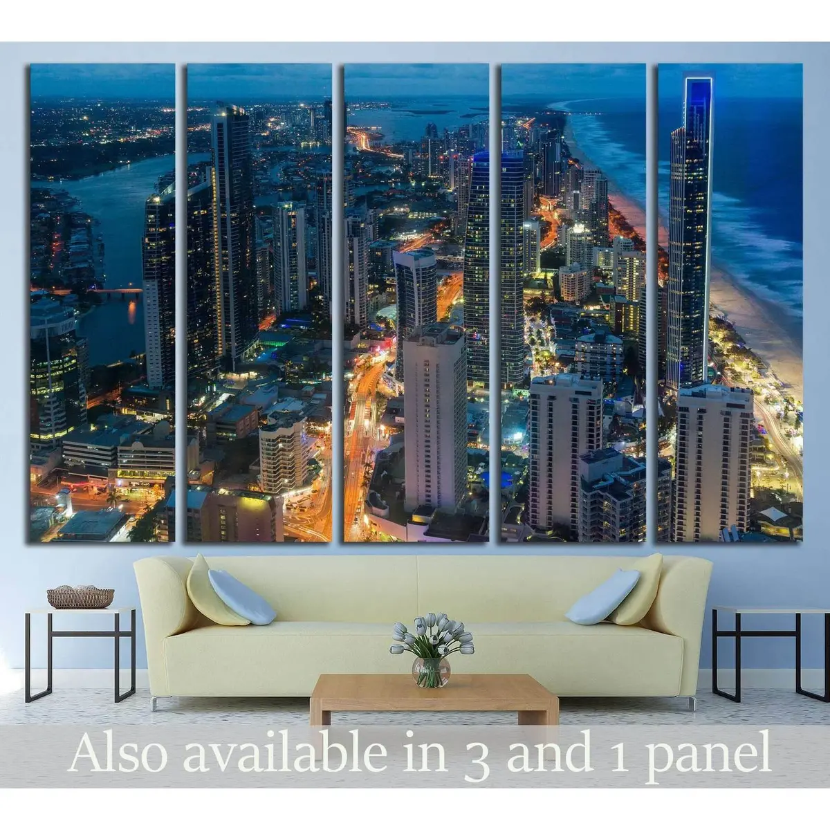 Brisbane Cityscape Canvas Wall Art – Night View Ready-to-Hang Print