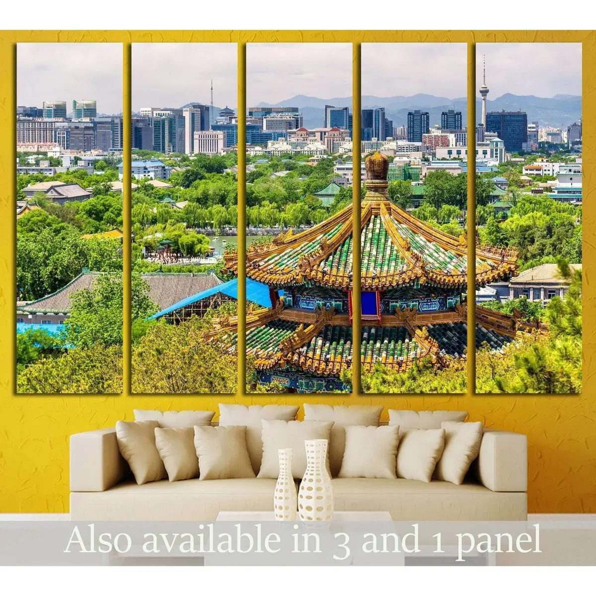 Beijing Cityscape Canvas Art – Jingshan Park Aerial View Ready-to-Hang Wall Decor