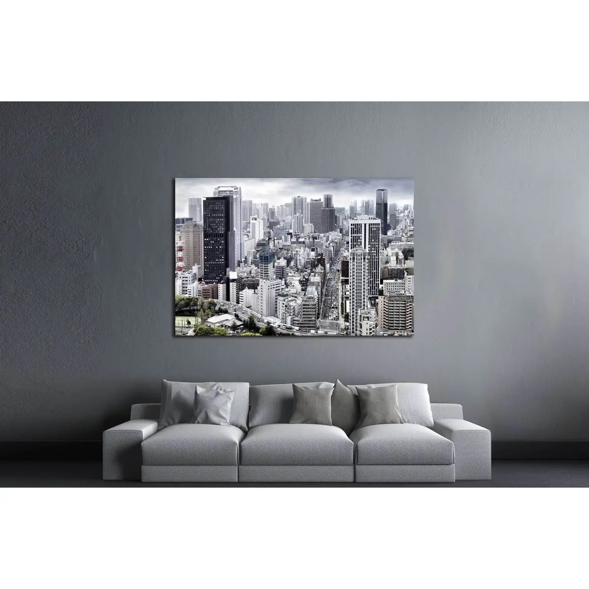 City View Of Skyscarpers №2608 Ready To Hang Canvas Print 3