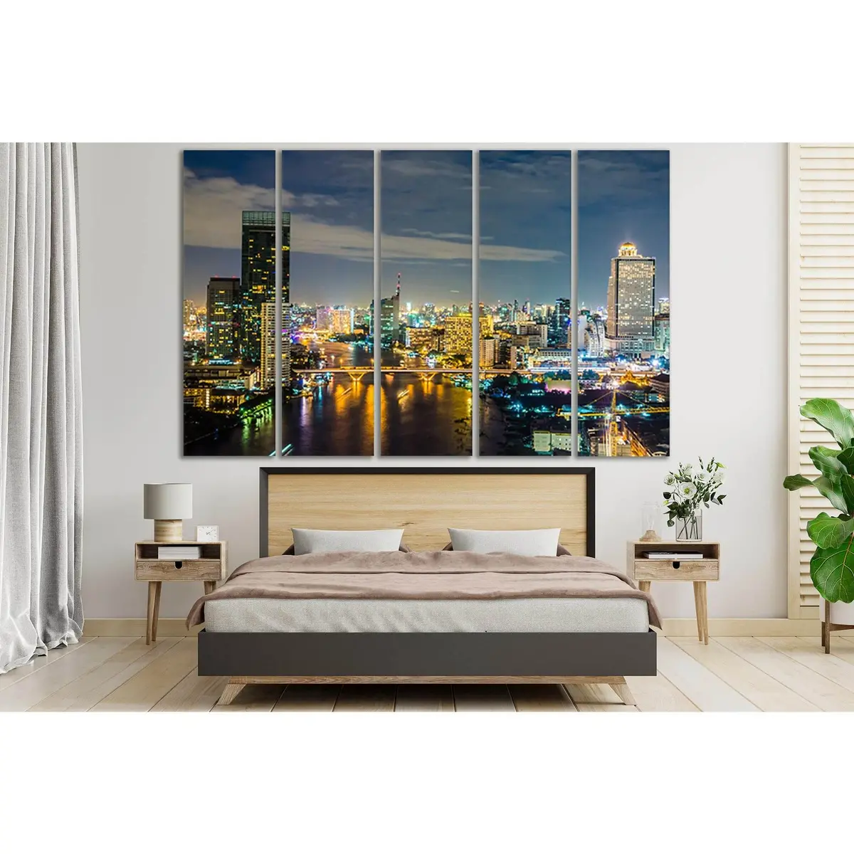 Modern Urban Skyline Canvas Art Featuring Bridge & Architecture – SL366 - Image 3