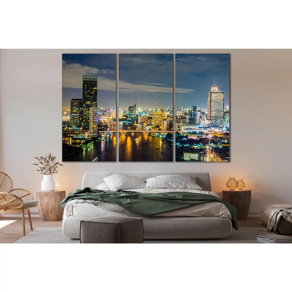City With Buildings And Bridge Skyline №Sl366 Ready To Hang Canvas Print 5