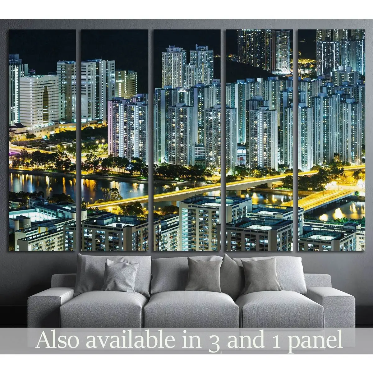 Hong Kong Night Cityscape Canvas Art #1123 – Premium Ready-to-Hang Wall Decor