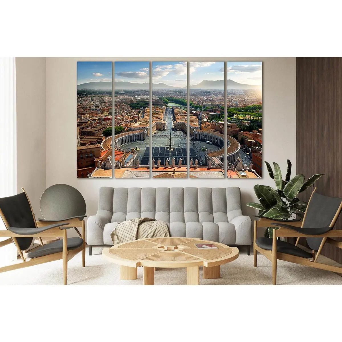 Ready-to-Hang Rome Cityscape Canvas Print with Vatican Iconography - Image 3