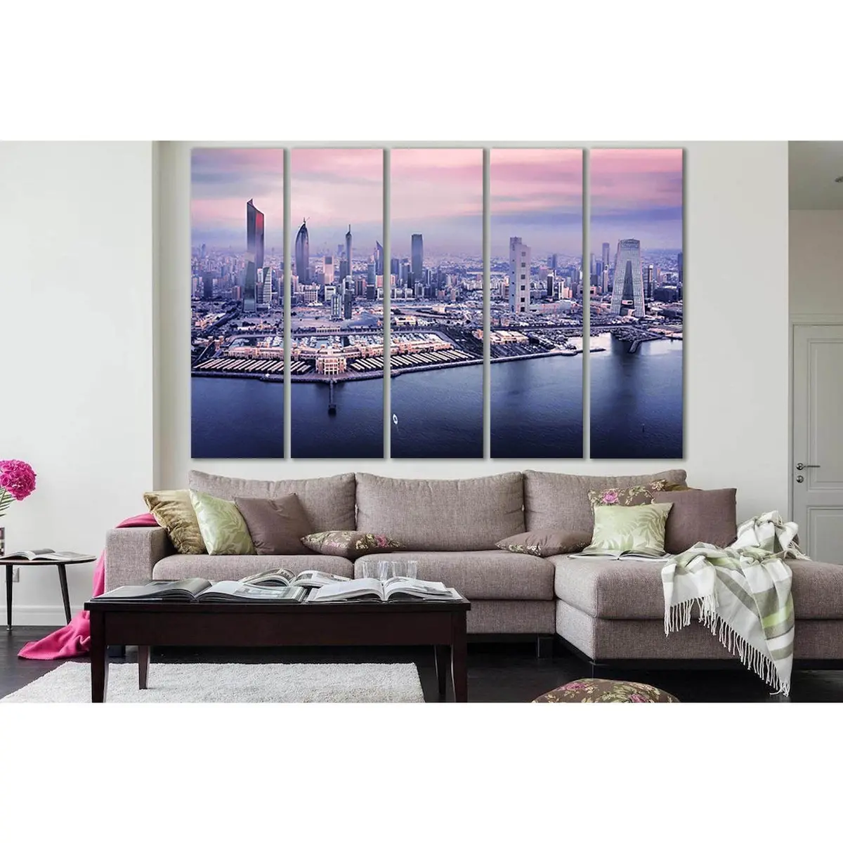 Kuwait City Sunset Cityscape Canvas Wall Art – SL1468, Pre-Installed Hanging Hardware - Image 3