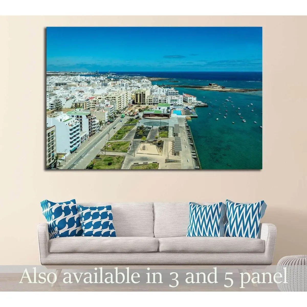 Cityscape Of Arrecife, The Capital City Of Lanzarote Island, Spain №1765 Ready To Hang Canvas Print 1