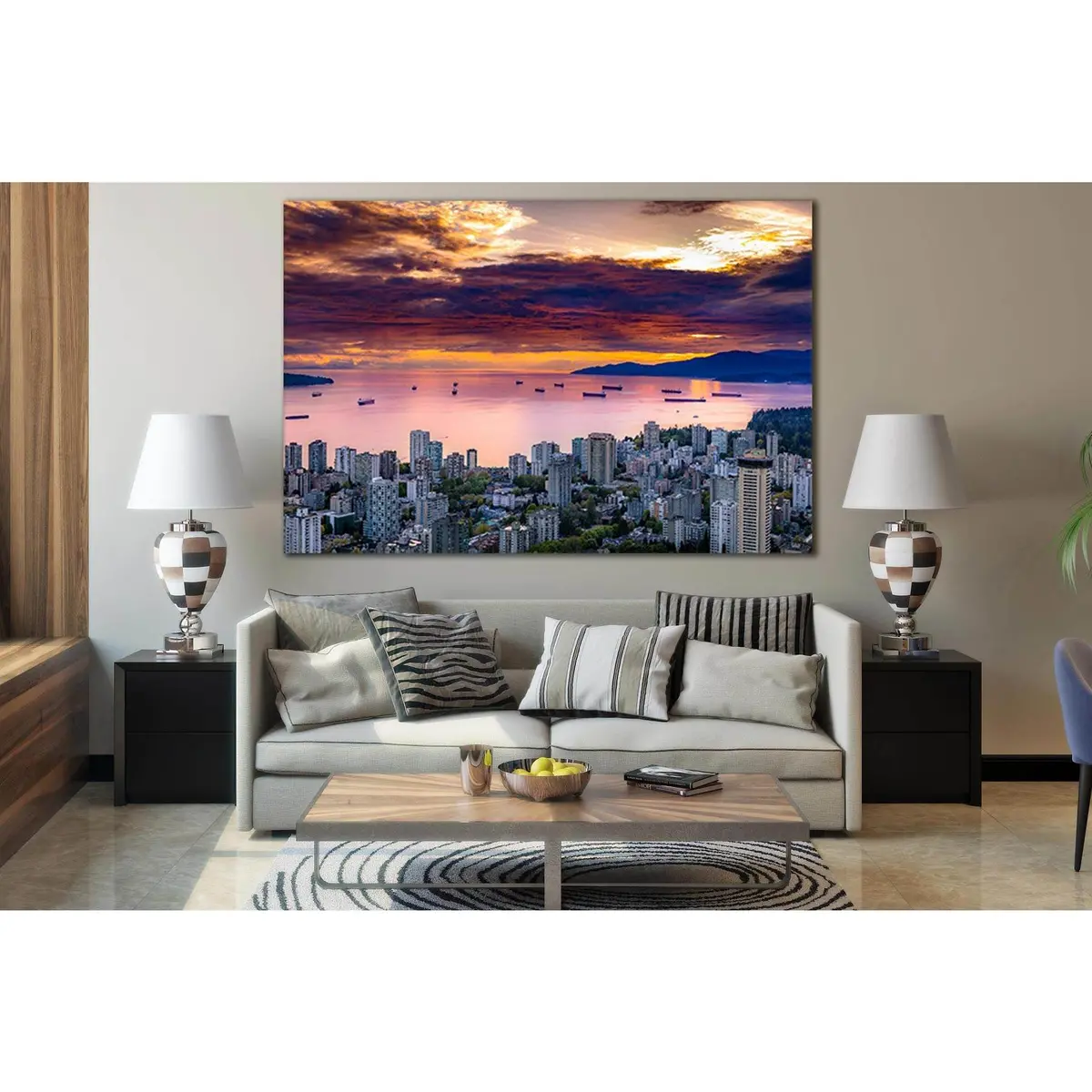 Cityscape Under Brown Sky №Sl342 Ready To Hang Canvas Print 1