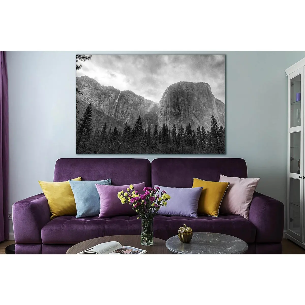 Cliff And Pine Trees Black End White №Sl873 Ready To Hang Canvas Print 1