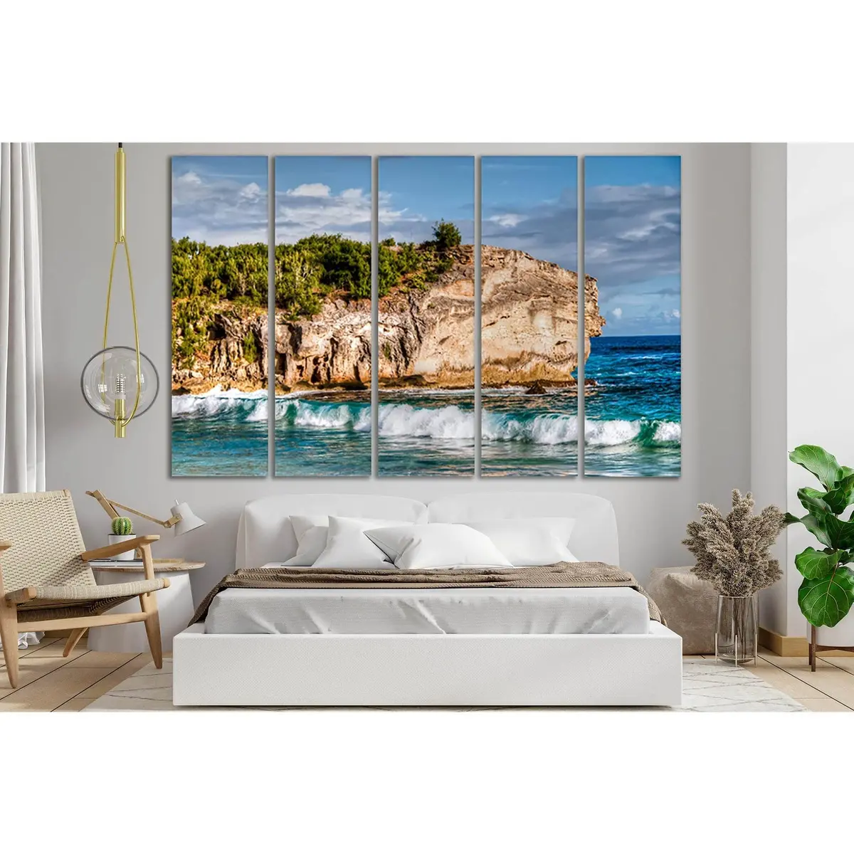 Cliff and Ocean Waves Canvas Art Print №SL118 – Ready-to-Hang Wall Decor - Image 3