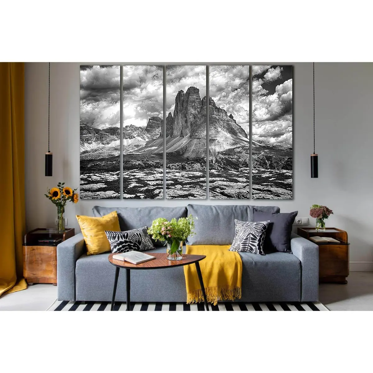 Black & White Cliffs Canvas Art Print – Pre-Stretched, Ready-to-Hang Wall Decor (SL831)