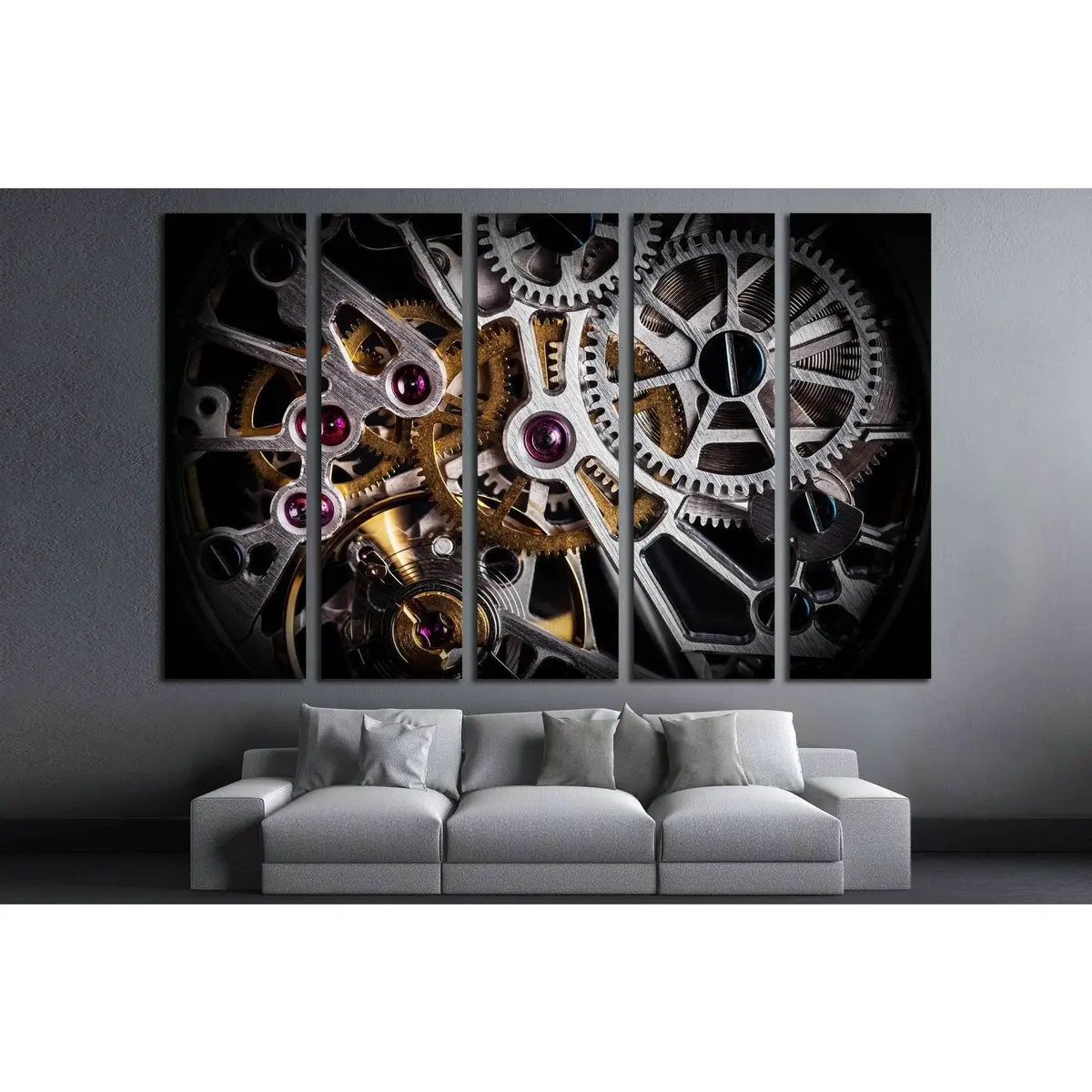 Ready-to-Hang Canvas Wall Art Featuring Clock Mechanism #535 - Image 3