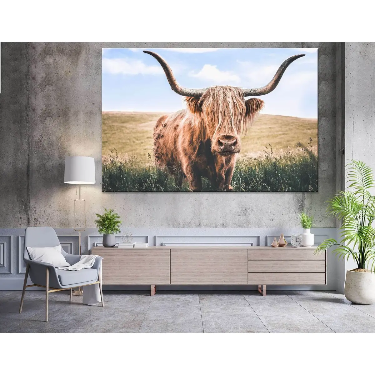 Close Up Brown Highland Cow №04126 Ready To Hang Canvas Print 1