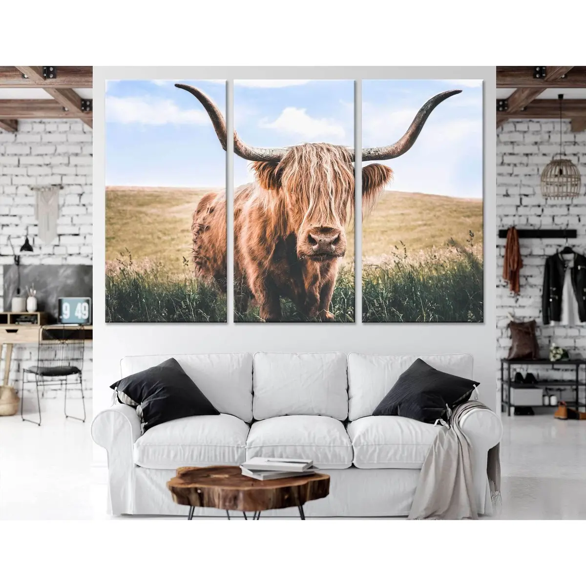 Close Up Brown Highland Cow №04126 Ready To Hang Canvas Print 5