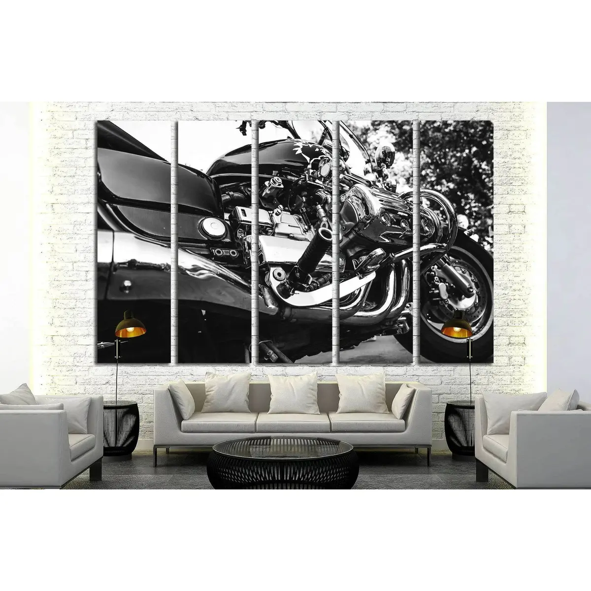 Close Up Motorcycle №1886 Ready To Hang Canvas Print 5