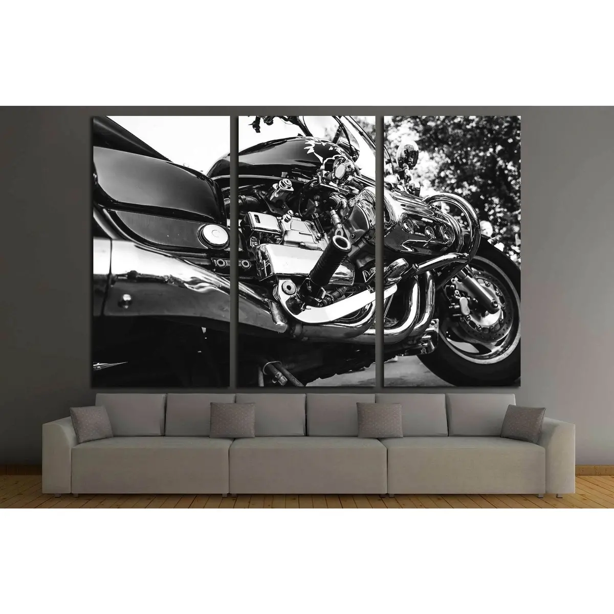 Close Up Motorcycle №1886 Ready To Hang Canvas Print 3