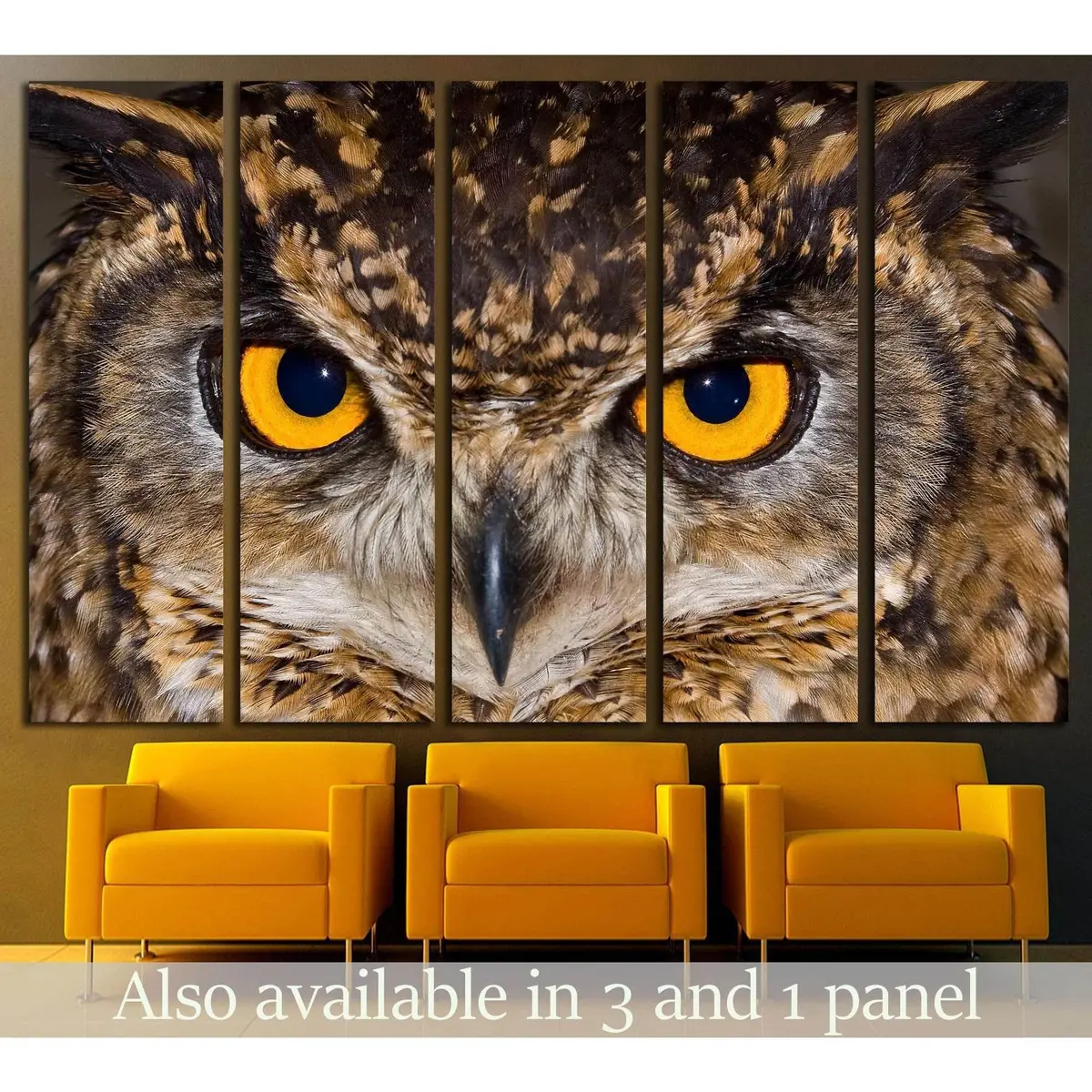 Striking Cape Eagle Owl Portrait – Vibrant Yellow Eyes Canvas Print, Ready-to-Hang Wall Art #2333