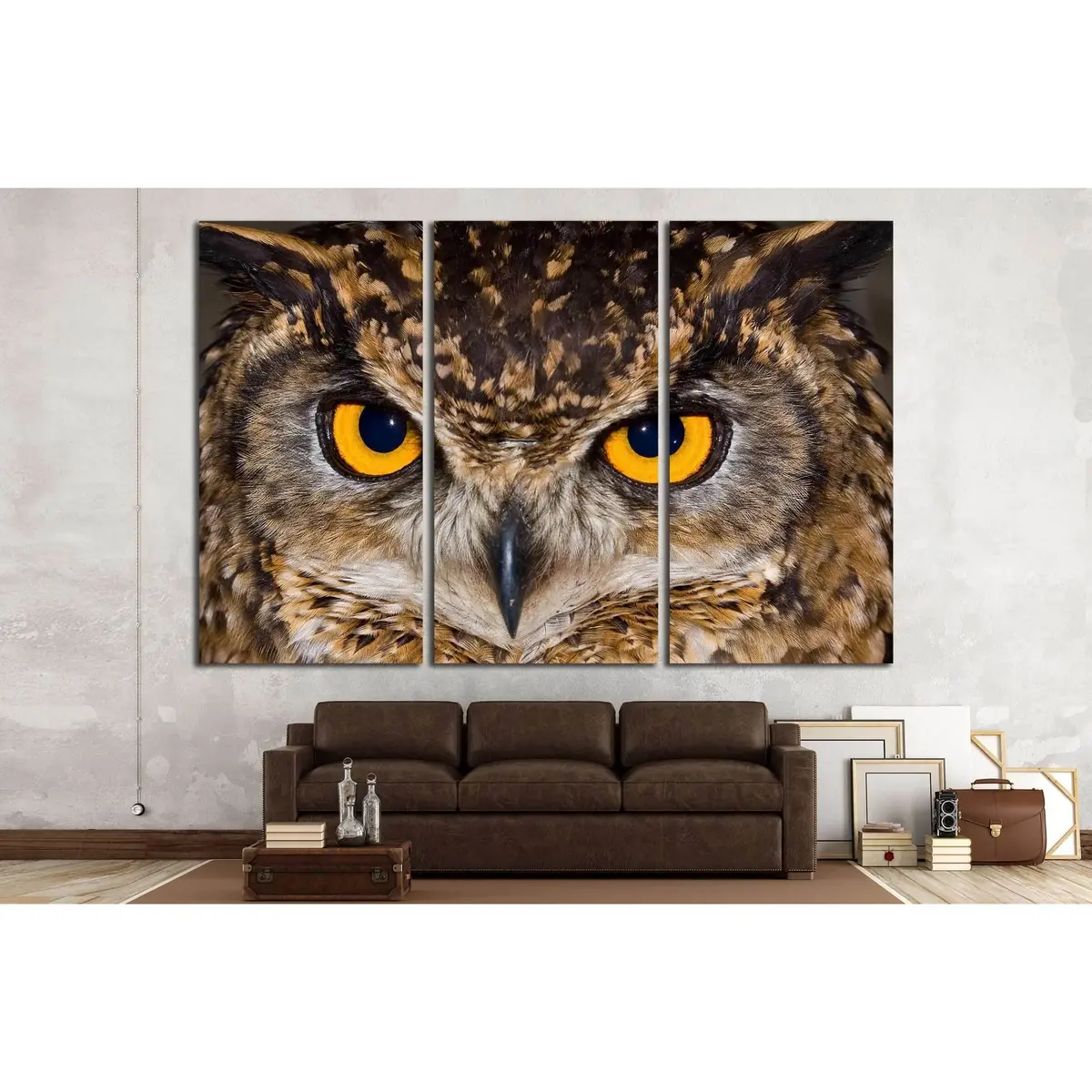 Close-Up Of A Cape Eagle Owl With Large Piercing Yellow Eyes №2333 Ready To Hang Canvas Print 5