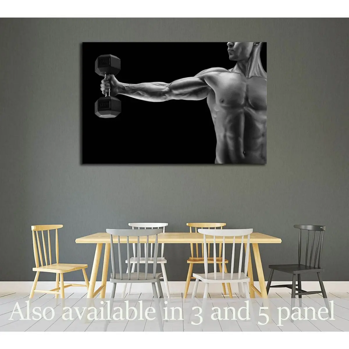 Close-Up Of A Power Fitness Man's Hand With Dumbbell №3248 Ready To Hang Canvas Print 1