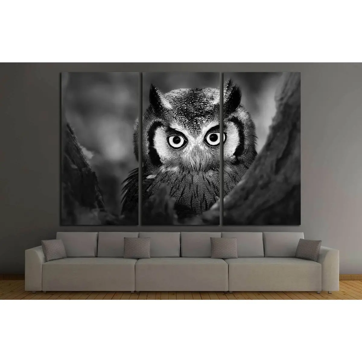 Close-Up Of A Whitefaced Owl №1842 Ready To Hang Canvas Print 5