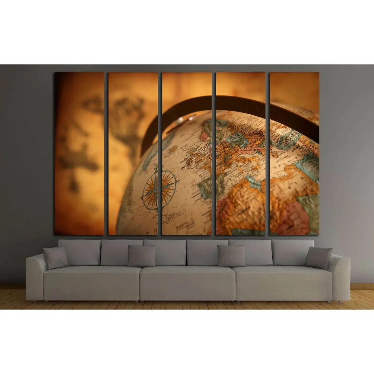 Europe Globe Close-Up Canvas Wall Art – Ready-to-Hang Print #2814 - Image 3