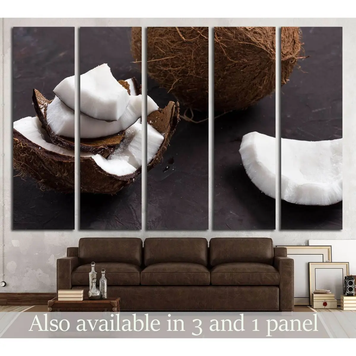 Ripe Tropical Coconut Slices Closeup – Premium Ready-to-Hang Canvas Wall Art (No. 2841)