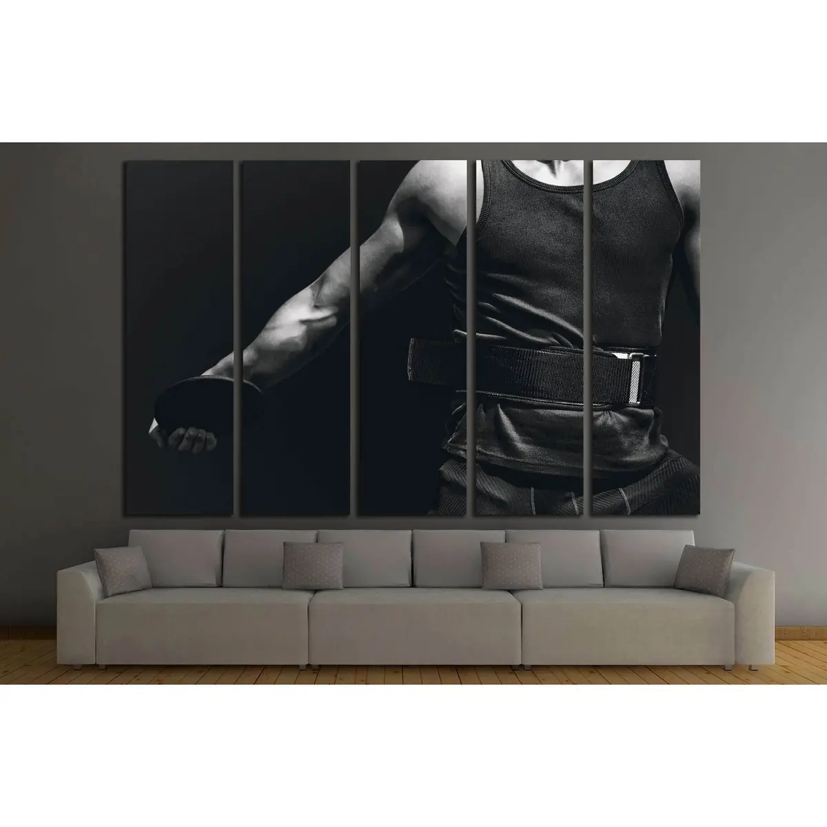 Discus Thrower Chest Closeup Wall Art – Ready-to-Hang Canvas Print on Black Background - Image 3
