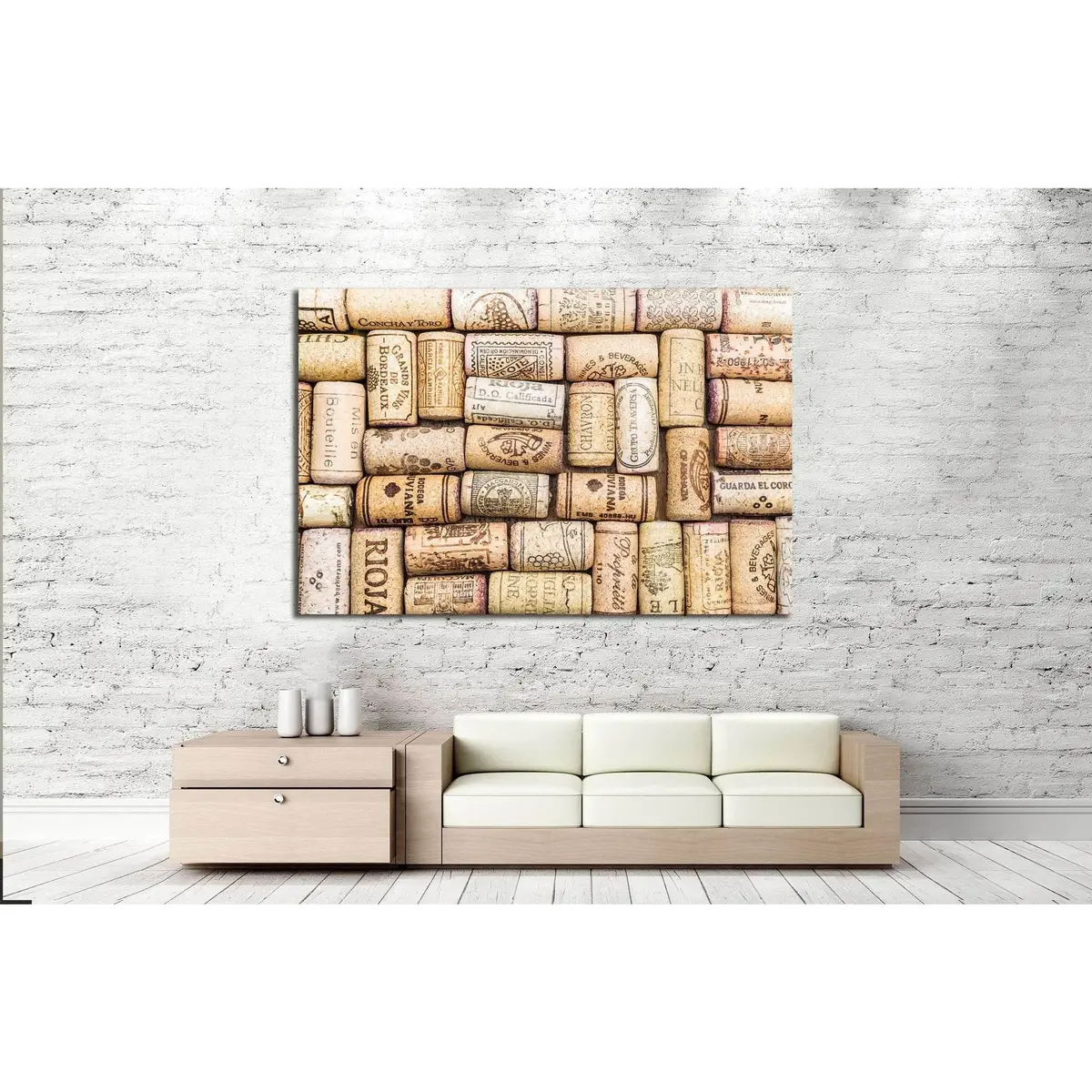 Closeup Pattern Background Of Many Different Wine Corks №1917 Ready To Hang Canvas Print 3