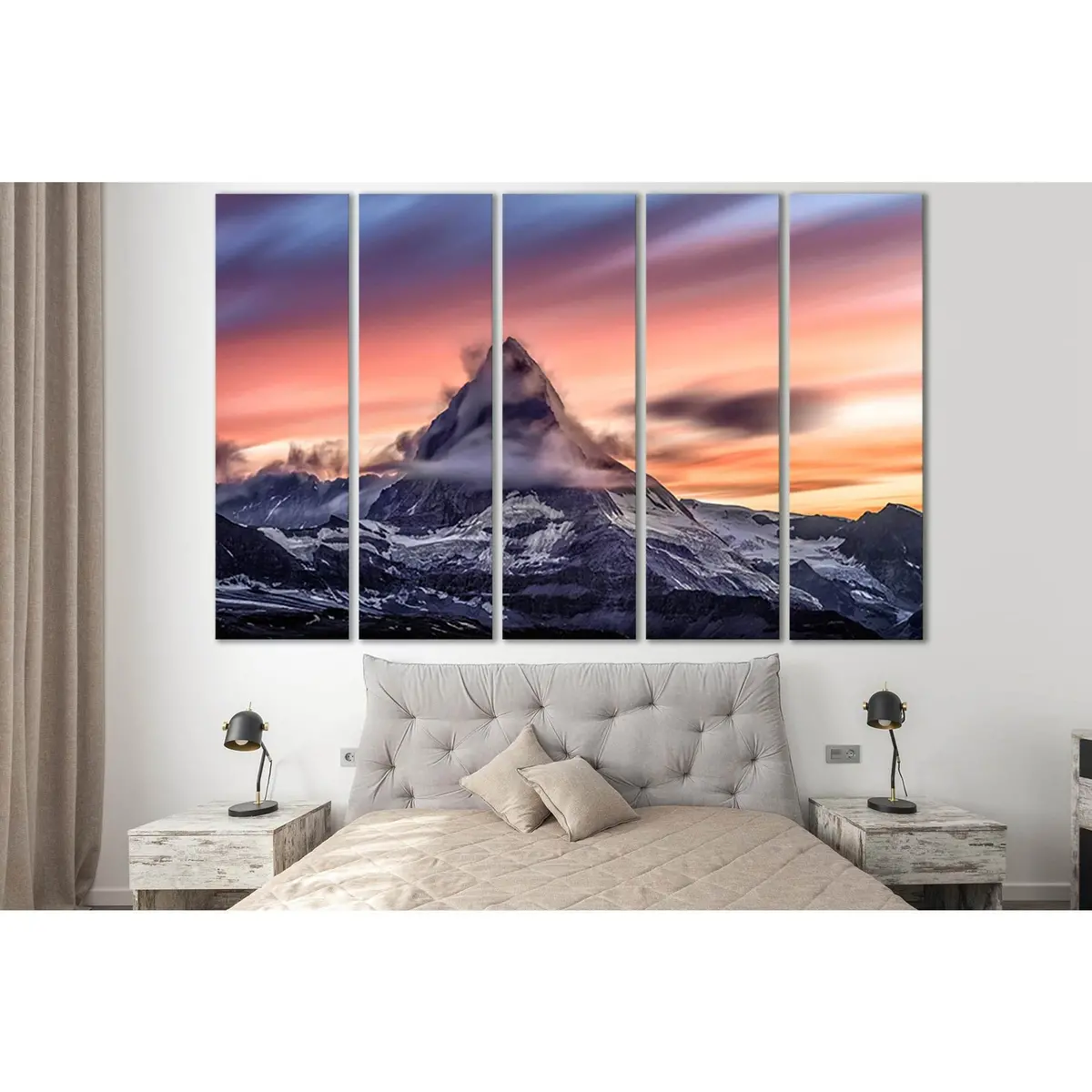 Snowy Mountain Landscape with Drifting Clouds – Ready-to-Hang Canvas Wall Art (SL1587) - Image 3
