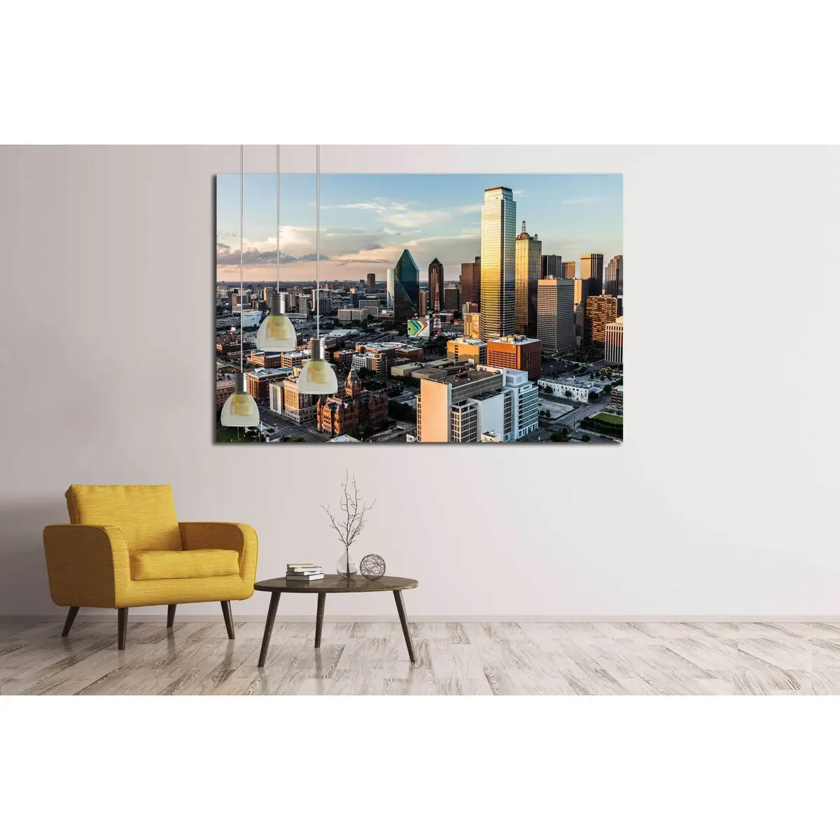 Clouds Float Across The Sky In The Setting Sun Of Downtown Dallas, Dallas, Circa №2208 Ready To Hang Canvas Print 3