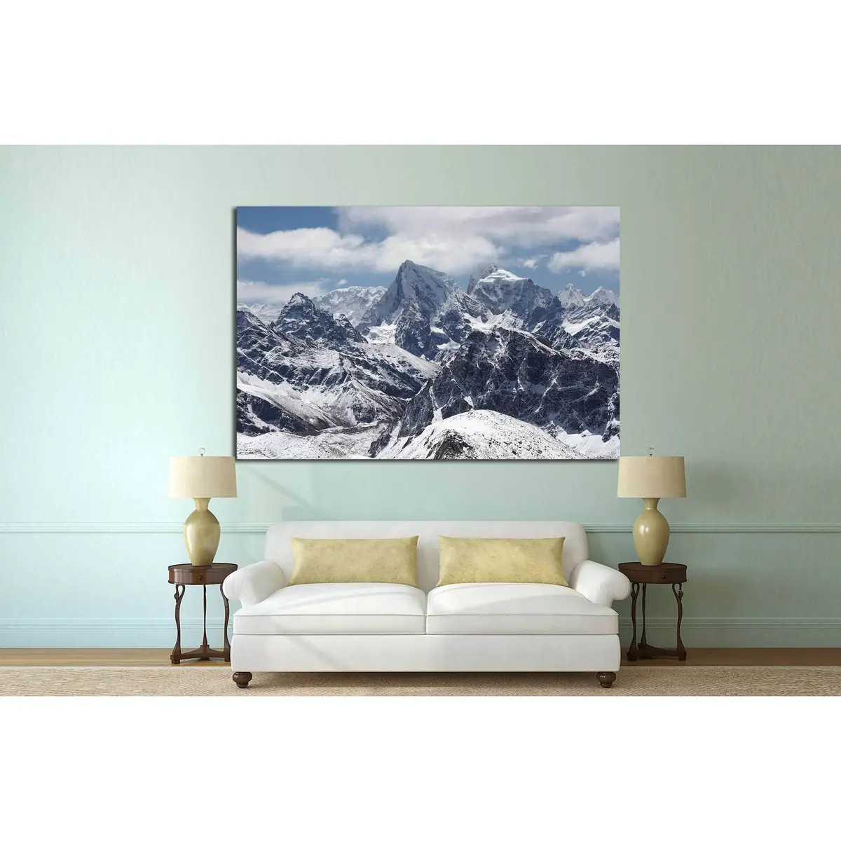 Clouds Over Snow Mountains Landscape, Himalaya №2663 Ready To Hang Canvas Print 3