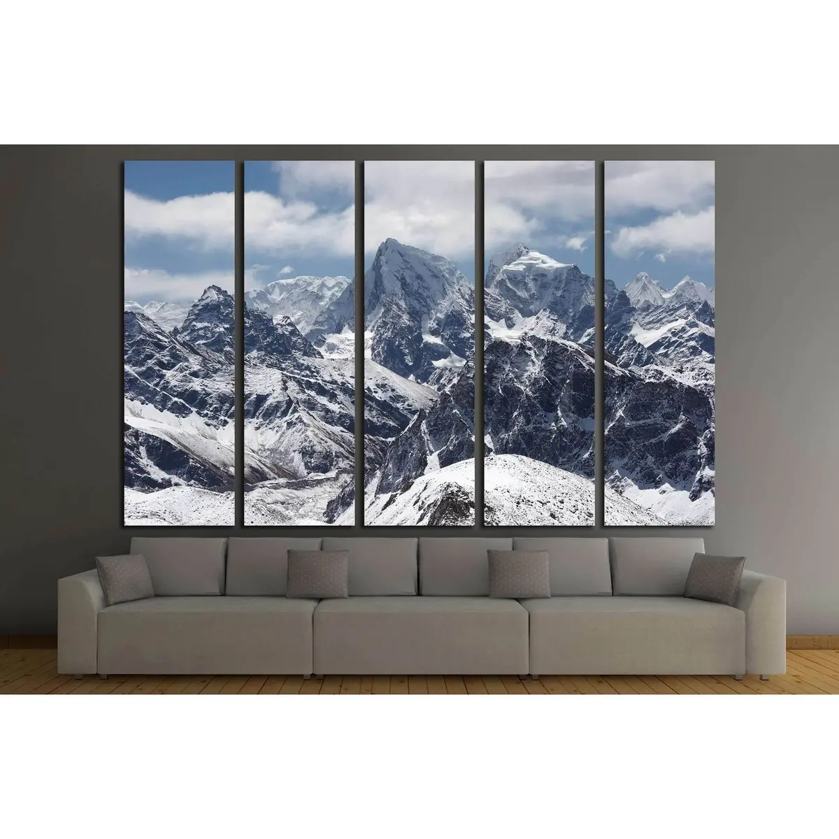 Himalayan Snow-Capped Peaks with Dramatic Clouds – Premium Ready-to-Hang Canvas Print #2663 - Image 3