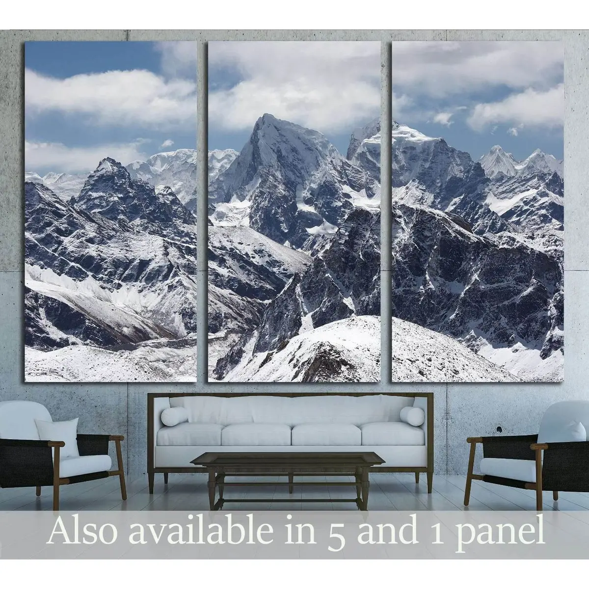 Clouds Over Snow Mountains Landscape, Himalaya №2663 Ready To Hang Canvas Print 5