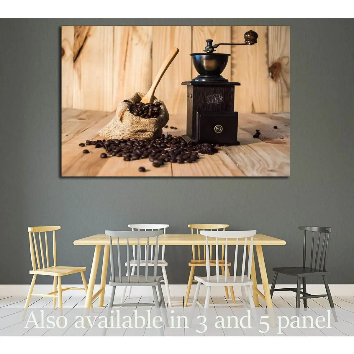 Coffee Bean In Bag On Wood Background №1914 Ready To Hang Canvas Print 1