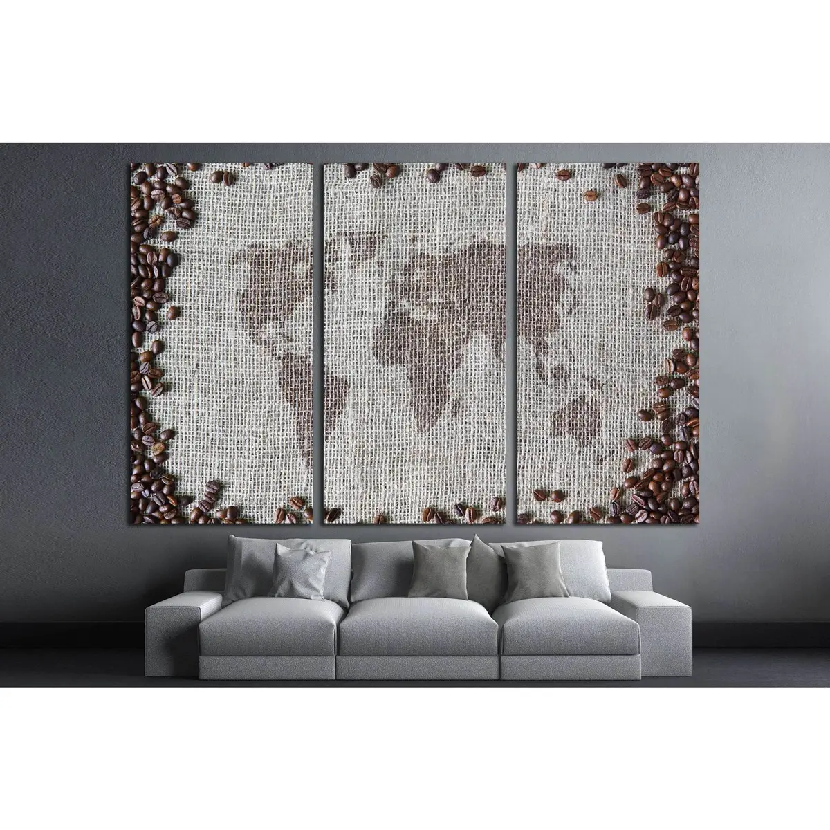 Coffee Beans, Background With World Map In The Middle №1916 Ready To Hang Canvas Print 5