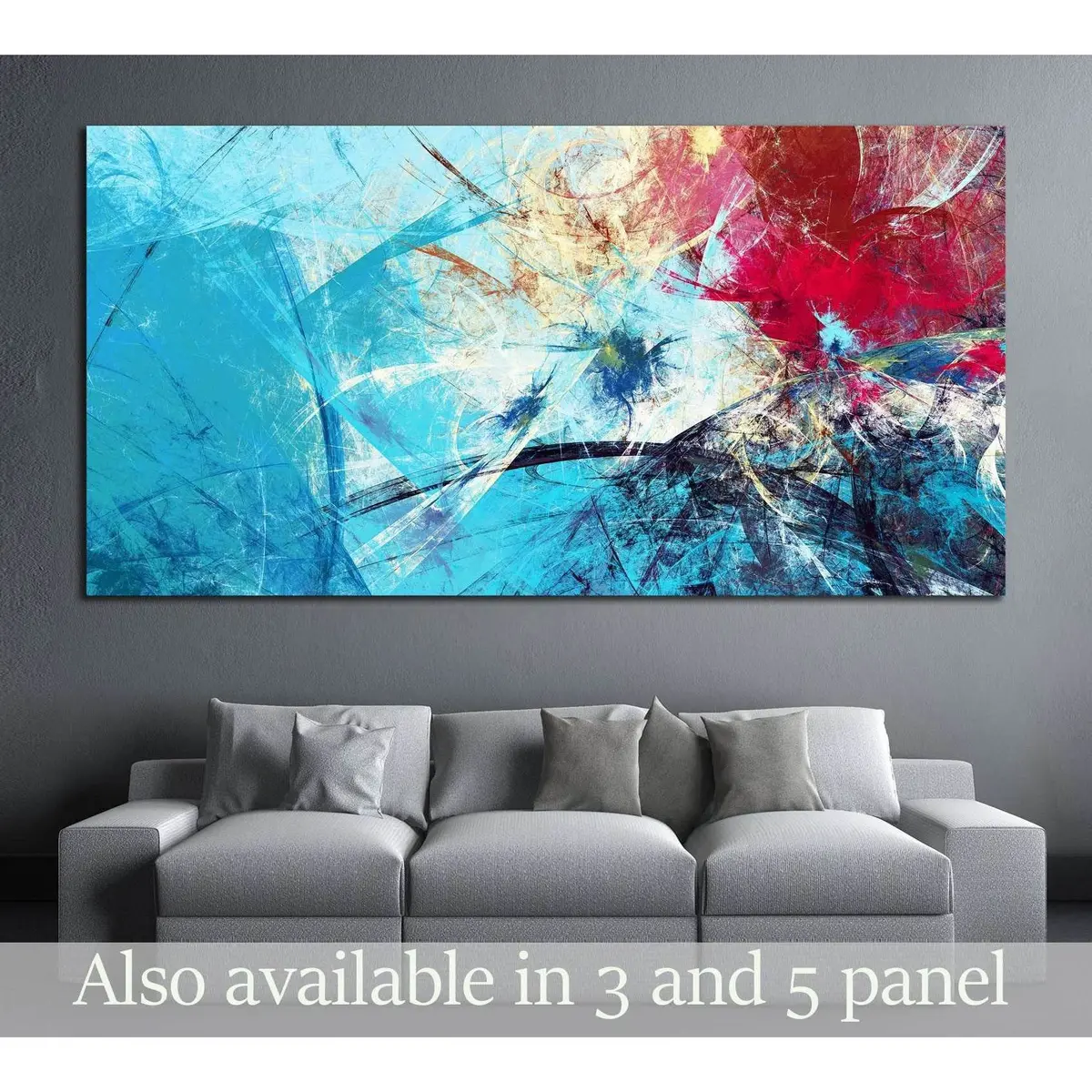 Cold Blue Winter Pattern With Lighting Effect №2560 Ready To Hang Canvas Print 1