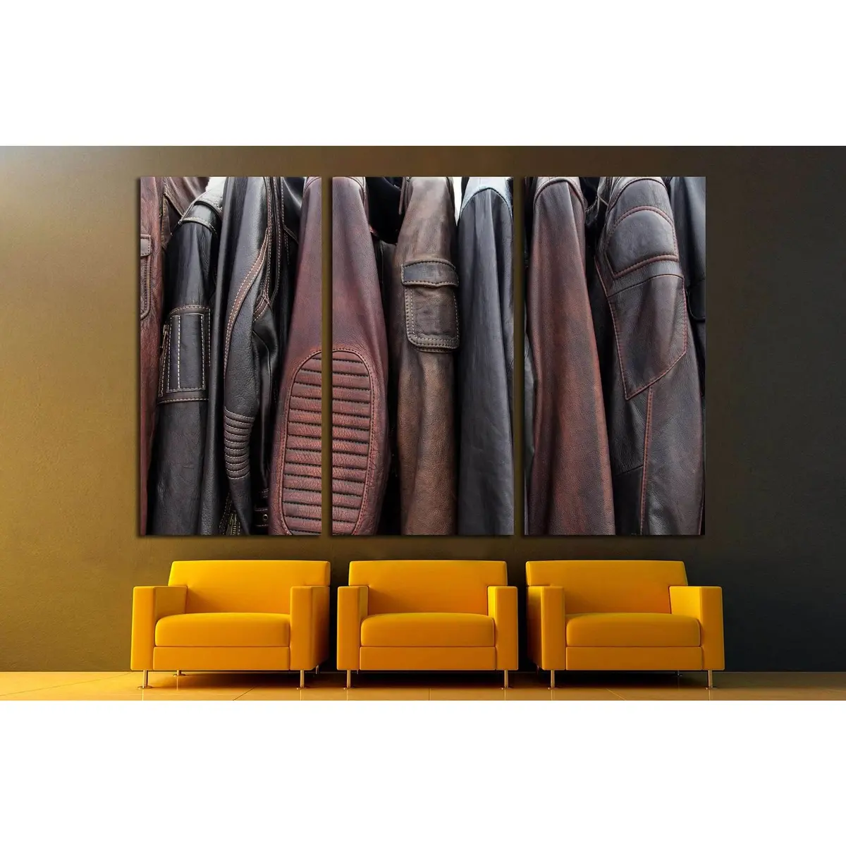 Collection Of Leather Jackets On Hangers №1880 Ready To Hang Canvas Print 5