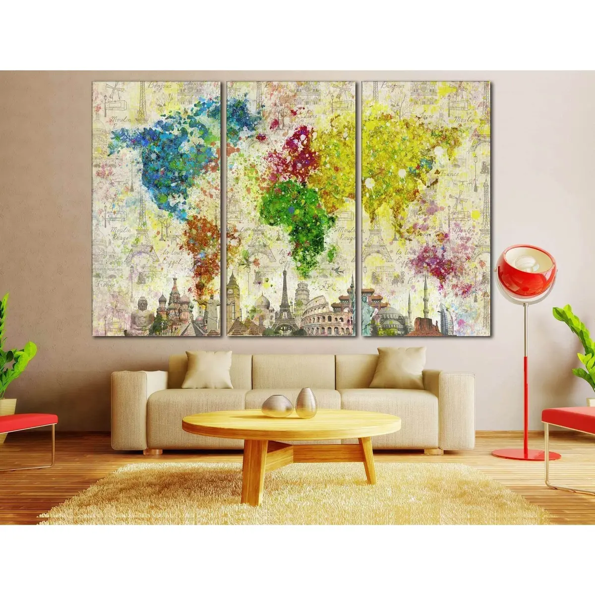 Color Splashes World Map №701 Ready To Hang Canvas Print 5