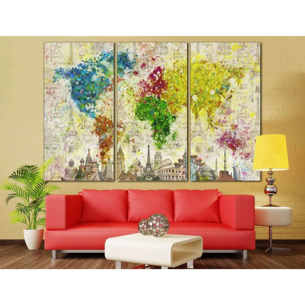 Color Splashes World Map №701 Ready To Hang Canvas Print 4