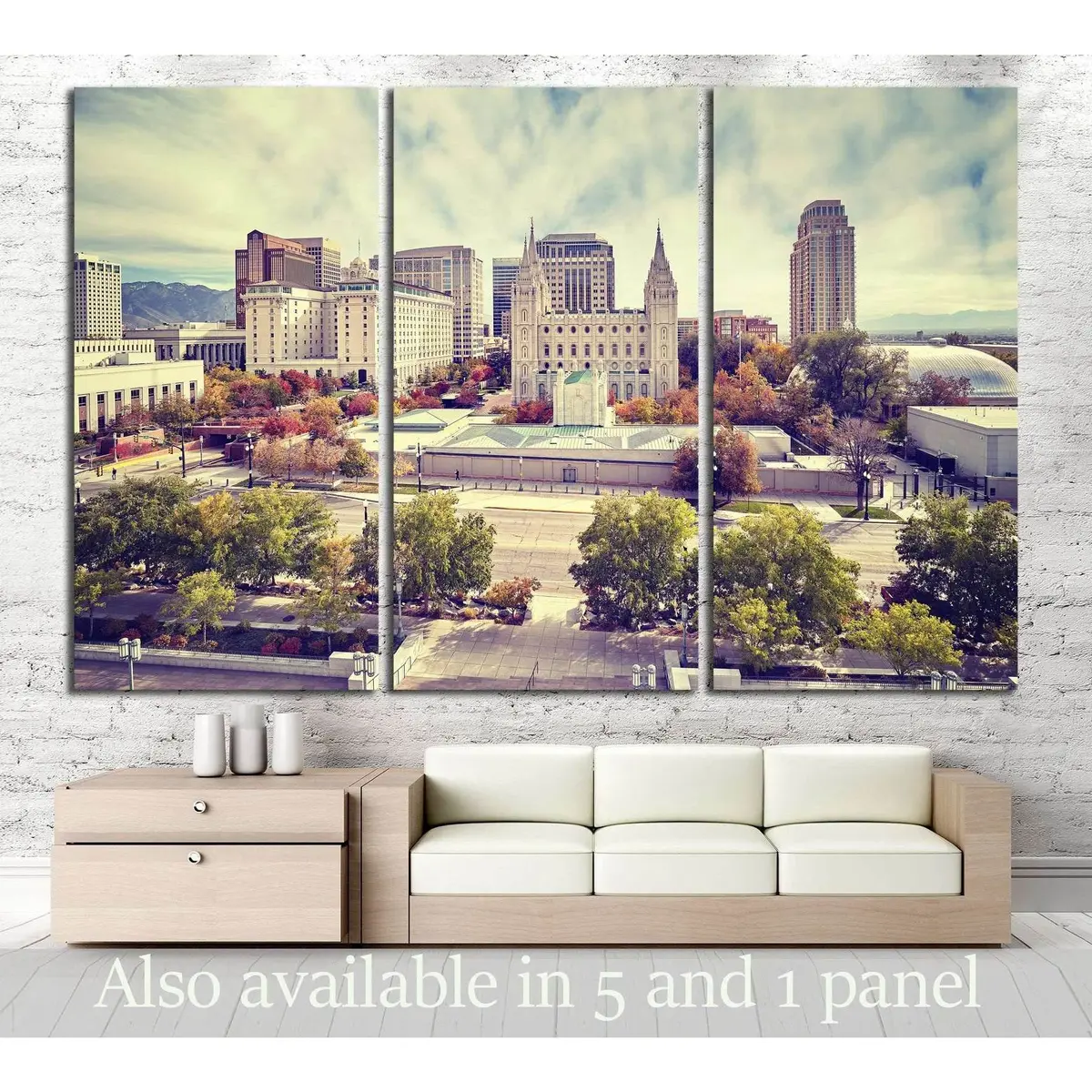 Color Toned Picture Of Salt Lake City Downtown, Utah, Usa. №2727 Ready To Hang Canvas Print 5