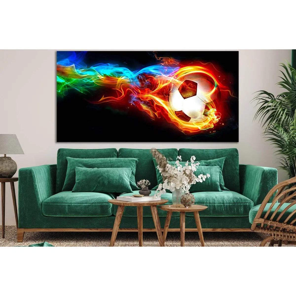 Colored Fire And Soccer Ball №Sl951 Ready To Hang Canvas Print 2