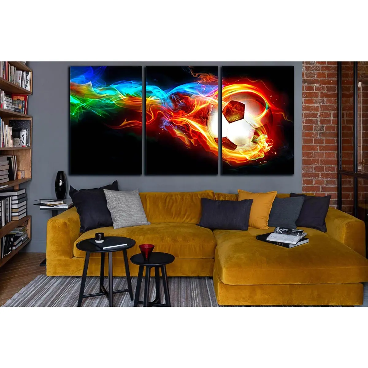 Colored Fire And Soccer Ball №Sl951 Ready To Hang Canvas Print 5